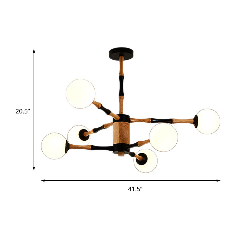 Contemporary Wooden Sputnik Chandelier - 6/8/12 Lights Hanging Pendant Lamp For Bedroom