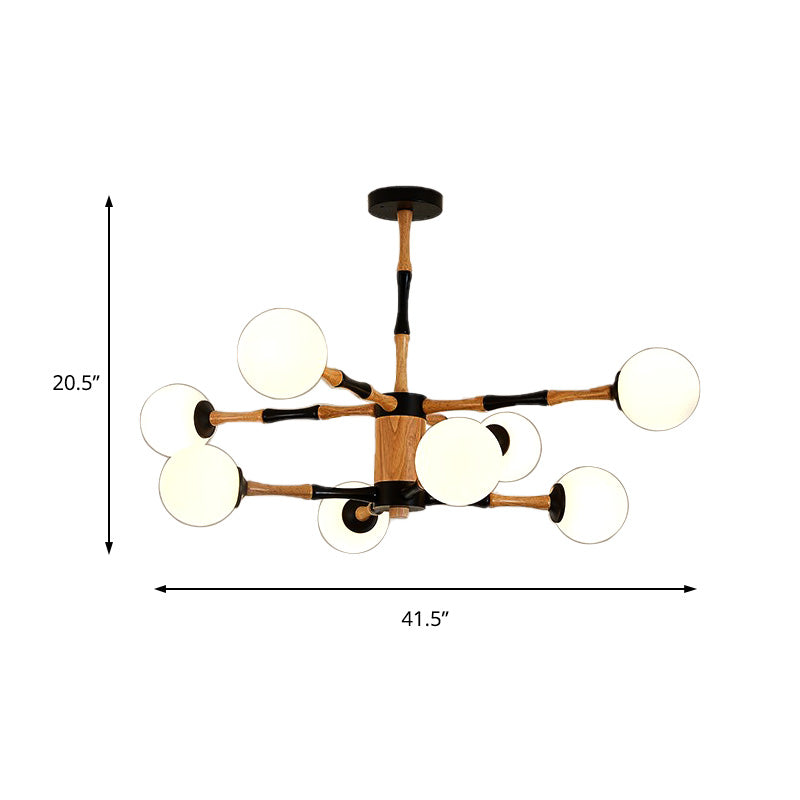 Contemporary Wooden Sputnik Chandelier - 6/8/12 Lights Hanging Pendant Lamp For Bedroom