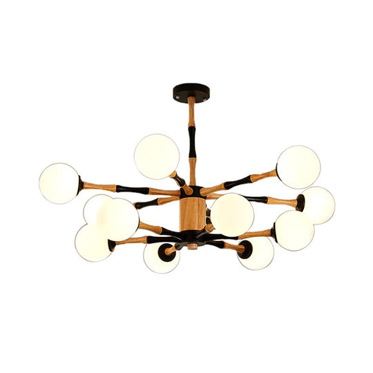 Contemporary Wooden Sputnik Chandelier - 6/8/12 Lights Hanging Pendant Lamp For Bedroom