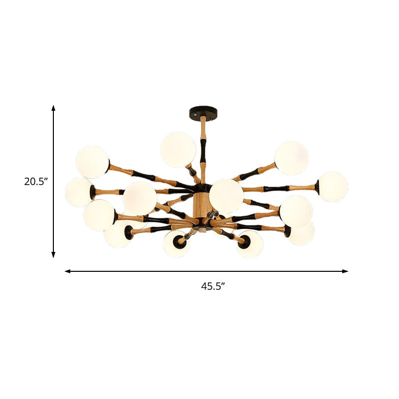 Contemporary Wooden Sputnik Chandelier - 6/8/12 Lights Hanging Pendant Lamp For Bedroom