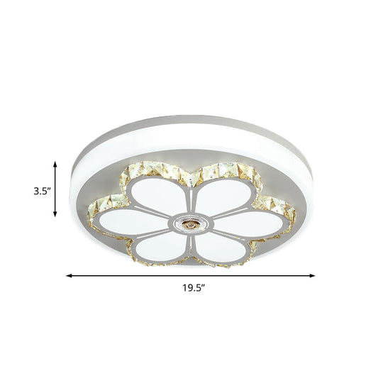 Modern Crystal And Acrylic Flush Ceiling Light With Flower Pattern White/3 Color Led Brown/White
