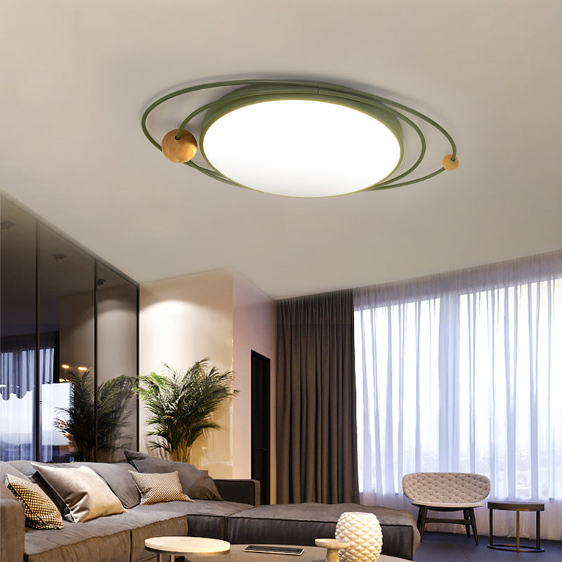 21’/26’/31’ Dia Round Flush Mount Light – Nordic Metal Gray/White/Green Led Ceiling For