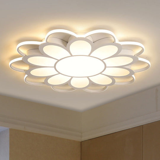 Contemporary Led Ceiling Light: 20.5’/27’/31.5’ Dia White Metal Flush Mount Fixture For