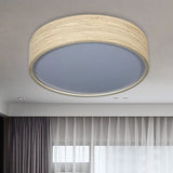 Modern Led Flushmount Lighting - Round Bamboo Shade Warm/White Light 10’/14’ W
