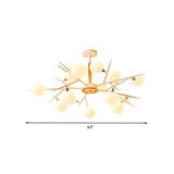 Japanese Style Glass Chandelier: White Spherical Shade Hanging Light For Tea Station