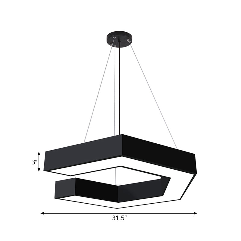 Modern Geometric Pendant Lighting: Black Metal Led Ceiling Lamp For Office - 19.5/23.5/31.5 Wide