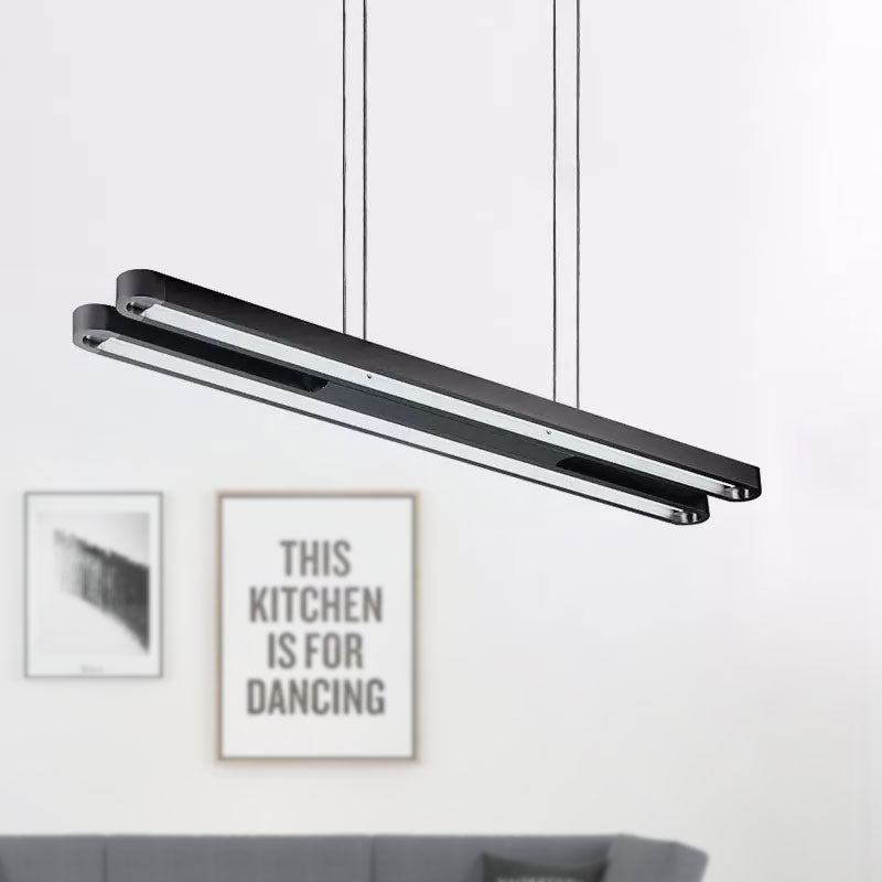 Contemporary Elongated Oval Metal Pendant Led Light - Black With Adjustable White/Warm/Natural