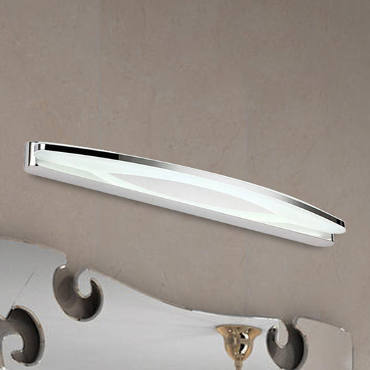 Sleek Modern Metal Vanity Lighting: Oval Shade Led Wall Light Sconce In Chrome 15/21 Dia Warm/White