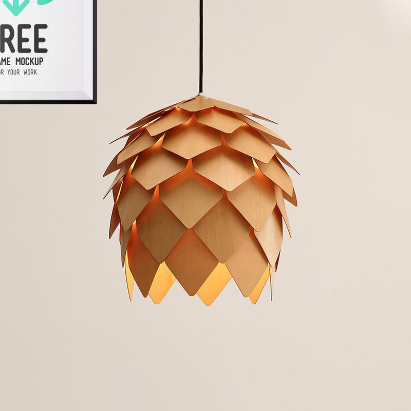 Pinecone Pendant Lighting Lodge Style Wood Adjustable Ceiling Light In Beige - 10/12 Width 1 Perfect