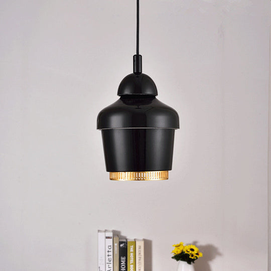 Modern Black And White Jar Pendant Light With Chrome Accents