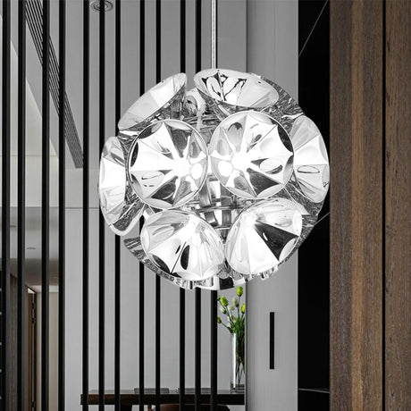 Modern Metal Chrome/Gold Led Ball Pendant Light Fixture - White/Warm 7/11 Dia