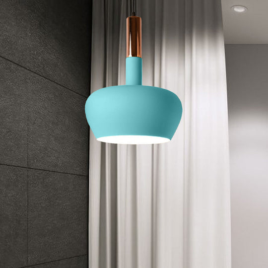 Modern Hanging Wine Glass Pendant Light - 1 Blue/Pink/Yellow Suspension