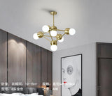 Geometric Metal Arm Chandelier 6/8/10-Light Living Room Hanging Light In Black/Gold 6 / Gold
