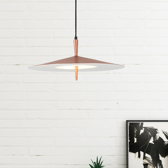 Sleek 1-Light Led Pendant In Rose Gold And White Acrylic