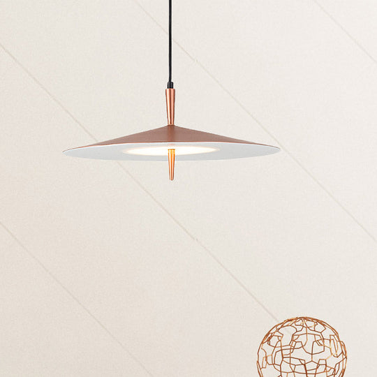 Sleek 1-Light Led Pendant In Rose Gold And White Acrylic