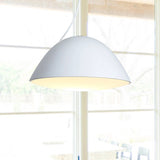 Contemporary Black/White Dome Pendant Light - Stylish Metal Suspension For Dining Room