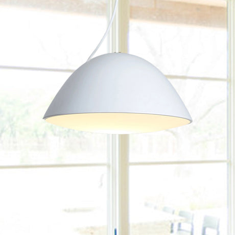 Contemporary Black/White Dome Pendant Light - Stylish Metal Suspension For Dining Room
