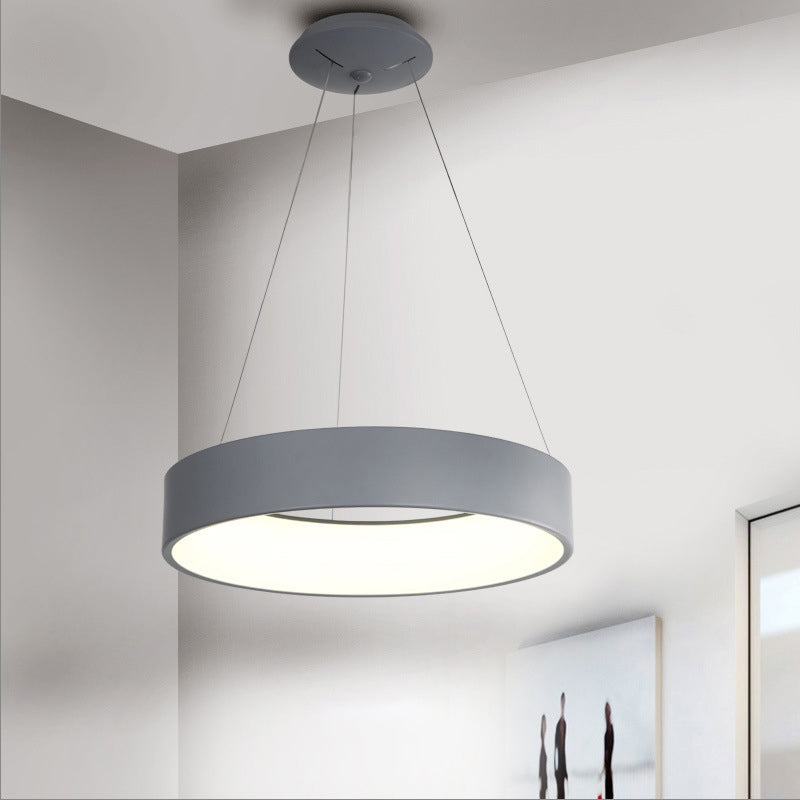 Sleek Metal Pendant Ceiling Light - Simple Design Gray Or White 1 Head Warm/White 18 23.5 Wide