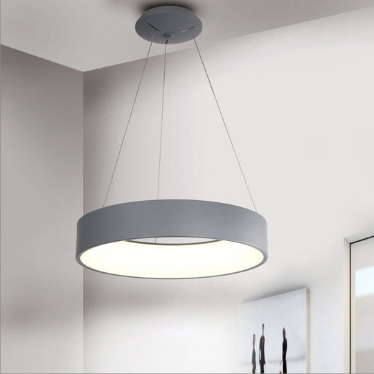 Sleek Metal Pendant Ceiling Light - Simple Design Gray Or White 1 Head Warm/White 18 23.5 Wide