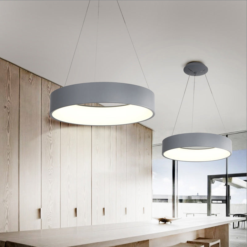 Sleek Metal Pendant Ceiling Light - Simple Design Gray Or White 1 Head Warm/White 18 23.5 Wide