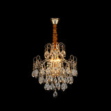 Industrial Gold Geometric Metal Chandelier Pendant Light With Crystal Teardrop Shade - 5/6/8 Bulbs