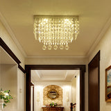 Modern Led Crystal Flush Ceiling Light - Clear Rectangle 19.5/23.5 Dia Lamp For Kitchen