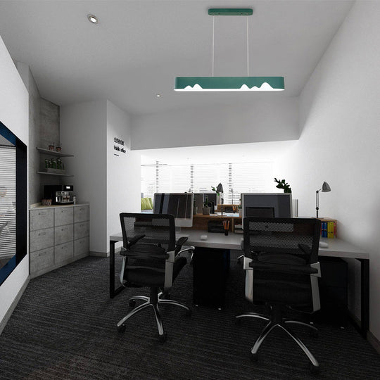 Moderner linearer LED-Kronleuchter – Weiß/Schwarz/Grün – rechteckiges Design – Hängende Deckenleuchte in Weiß/warmem Licht – 35,5"/47" breit