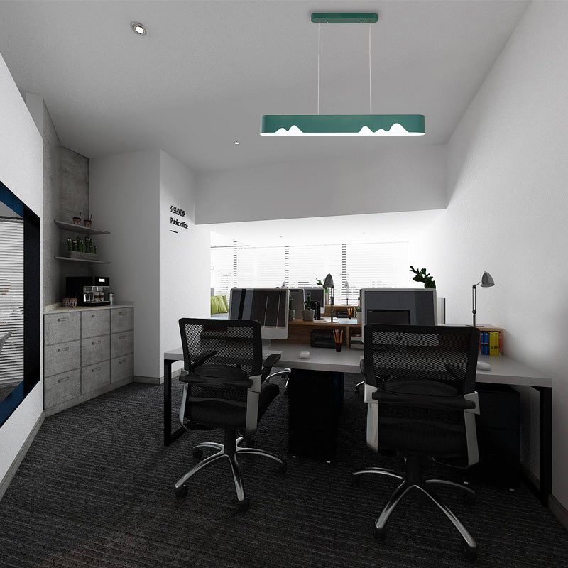 Modern Led Rectangular Linear Chandelier With Metal Hanging Ceiling Light (White/Black/Green) -