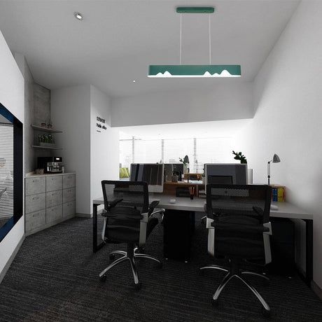 Modern Led Rectangular Linear Chandelier With Metal Hanging Ceiling Light (White/Black/Green) -