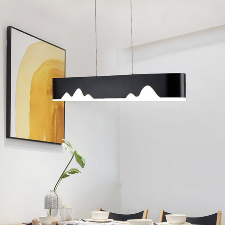 Modern Led Rectangular Linear Chandelier With Metal Hanging Ceiling Light (White/Black/Green) -