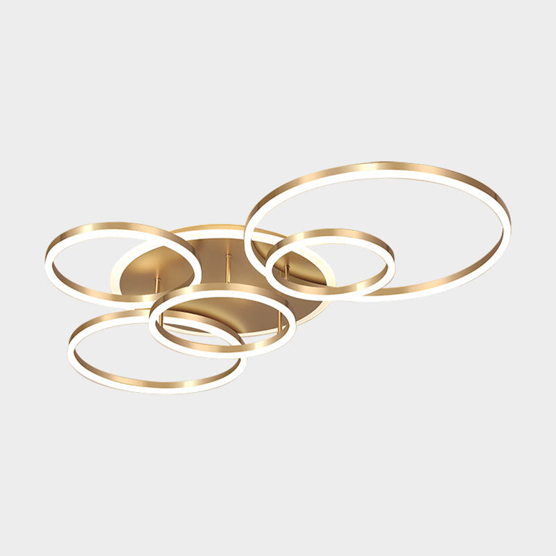 Simple 2 - Tier Gold Flush Mount Ceiling Light With Metal Frame - 2/3/5 Lights Warm/White Ideal For
