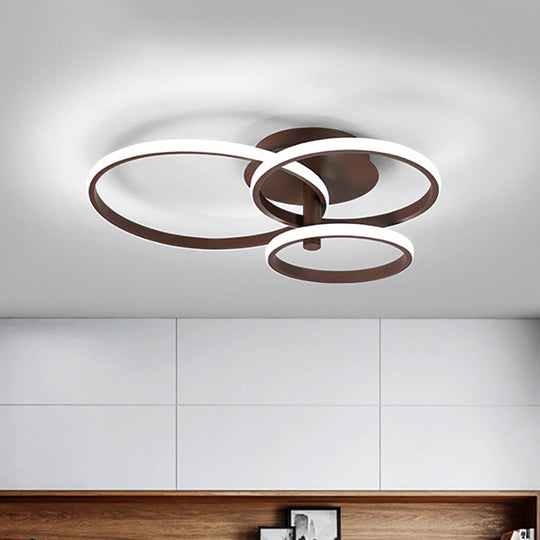 Nordic Stacked Ring Ceiling Light - Acrylic Brown/White Led 23.5’/19.5’ Wide Warm/White Brown /