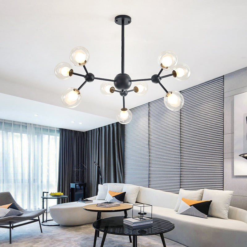 Modern Clear Glass Bubble Chandelier With Starburst Design - 9/12/15 Lights Hanging Light Fixture