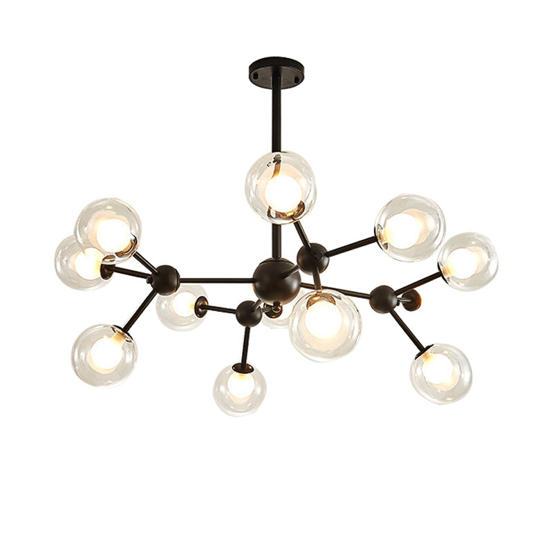 Modern Clear Glass Bubble Chandelier With Starburst Design - 9/12/15 Lights Hanging Light Fixture