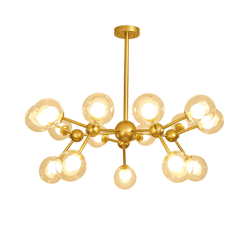 Modern Clear Glass Bubble Chandelier With Starburst Design - 9/12/15 Lights Hanging Light Fixture