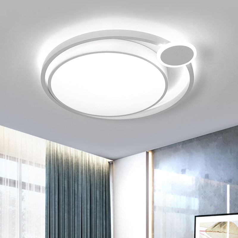 Nordic Metal Led Flush Mount Ceiling Lamp For Bedroom - 15/18/21.5 Black/White & Warm/White White /