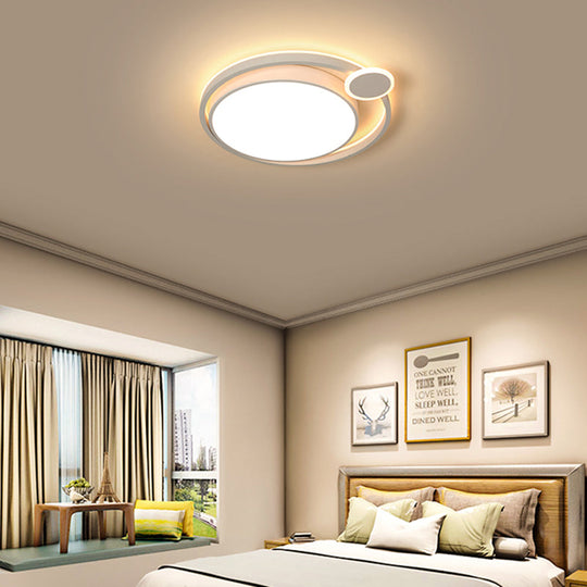 Nordic Metal Led Flush Mount Ceiling Lamp For Bedroom - 15/18/21.5 Black/White & Warm/White