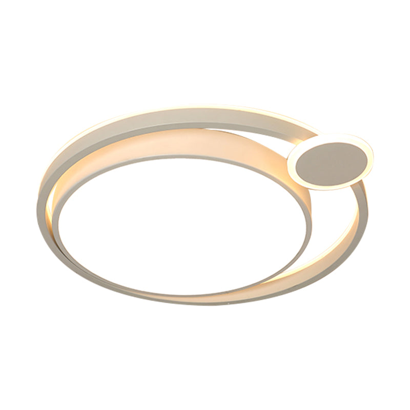 Nordic Metal Led Flush Mount Ceiling Lamp For Bedroom - 15/18/21.5 Black/White & Warm/White