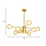 Modern Gold Chandelier Lamp - 6/8 Lights With Clear Glass Shade Ceiling Hang Light For Living Room