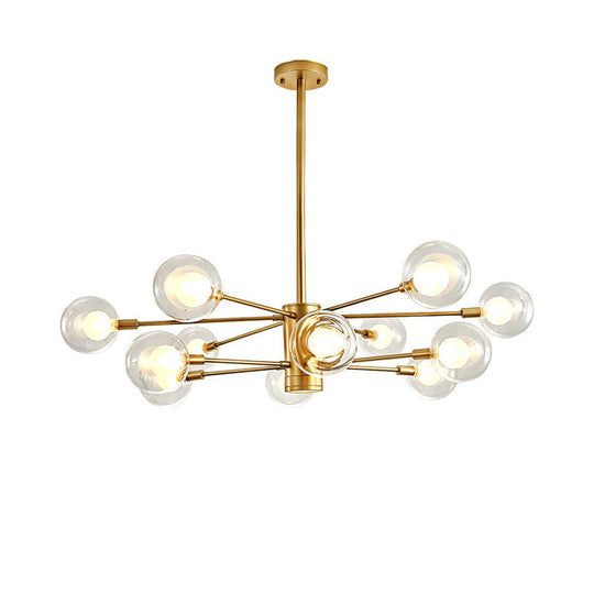 Gold Radial Design Chandelier: Modernist Glass Globe Light Fixture 10/12/16 Lights