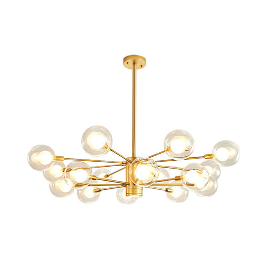 Gold Radial Design Chandelier: Modernist Glass Globe Light Fixture 10/12/16 Lights