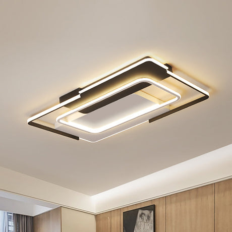 Modern Rectangular Flush Mount Led Light For Living Room Ceiling - Acrylic Warm/White