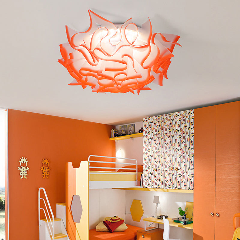 Contemporary Led Flush Ceiling Light With Twist Acrylic Shade - Vibrant Pink/Orange/Blue For