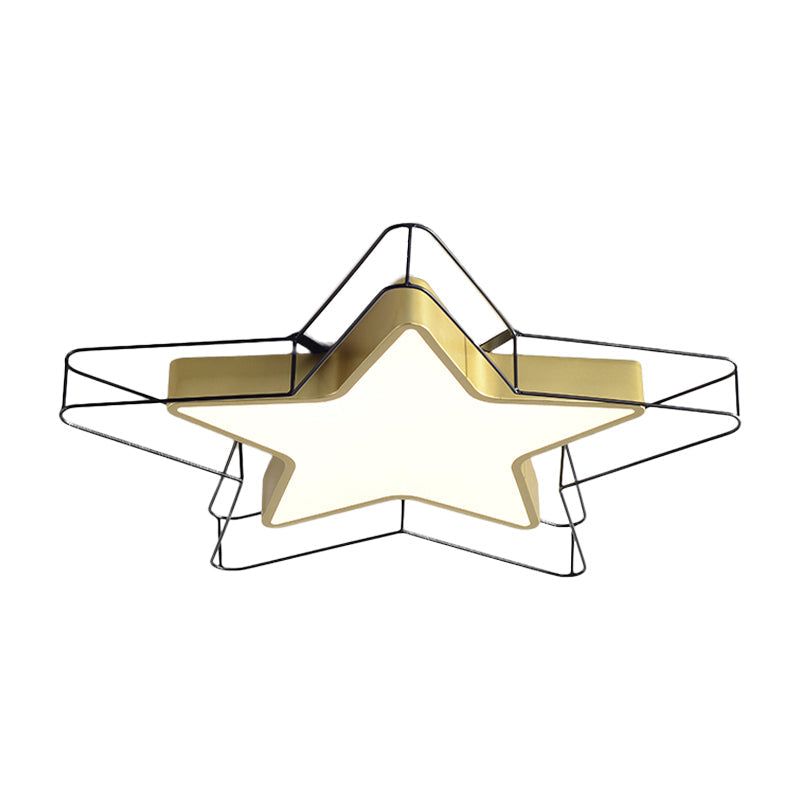 Modern Nordic 5-Point Star Led Flush Mount Ceiling Light - 24.5’/28’ Wide Black/Gold Finish For