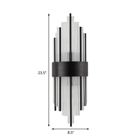 Modern Black Metal Wall Light With Prism Crystal For Living Room
