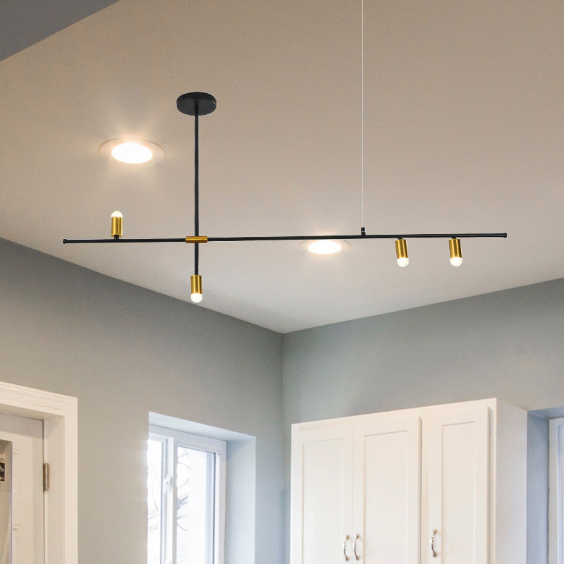 Modern Metal Rectilinear Chandelier - 3/4/9 Light Black Ceiling Fixture 4 /