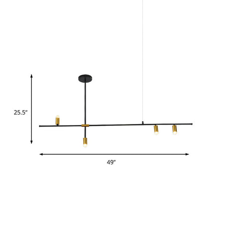Modern Metal Rectilinear Chandelier - 3/4/9 Light Black Ceiling Fixture