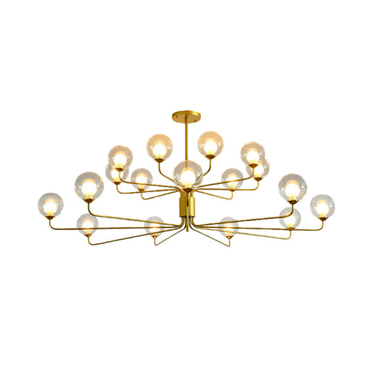 Contemporary 2-Tier Ball Clear Glass Chandelier With Radial Design - 8/12/18 Lights Black/Gold