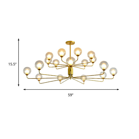 Contemporary 2-Tier Ball Clear Glass Chandelier With Radial Design - 8/12/18 Lights Black/Gold