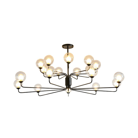 Contemporary 2-Tier Ball Clear Glass Chandelier With Radial Design - 8/12/18 Lights Black/Gold